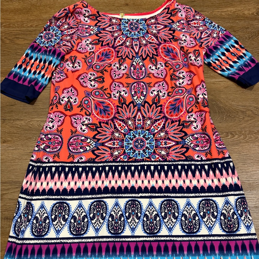 Eliza J Paisley Printed Shift Dress in Vibrant Colors - Picture 4 of 9